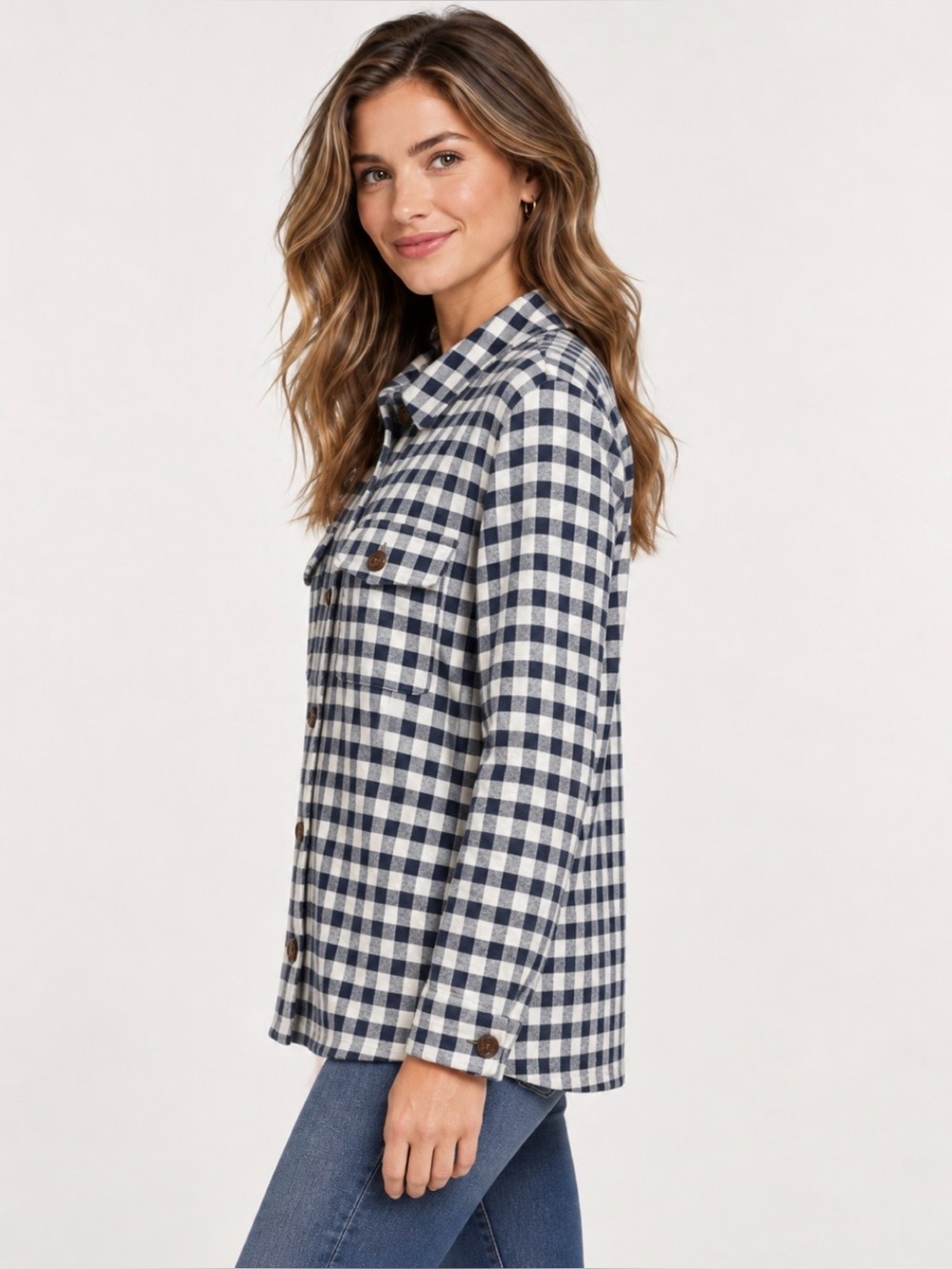 LandsEnd Womens Plus Serious Sweats Sweatshirt Shirt Jacket, Shacket - Picture 4 of 6